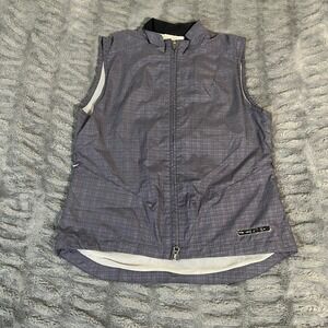 Nike Womens Vest Size S 4-6 Gray Plaid Lightweight Full Zip Athletic